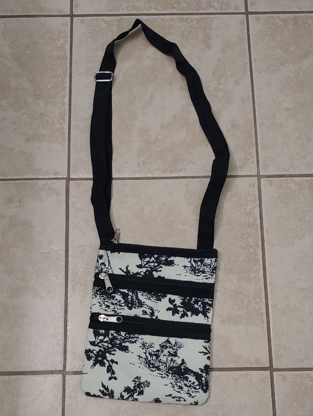 French Toile Purse Ivory And Black Crossbody